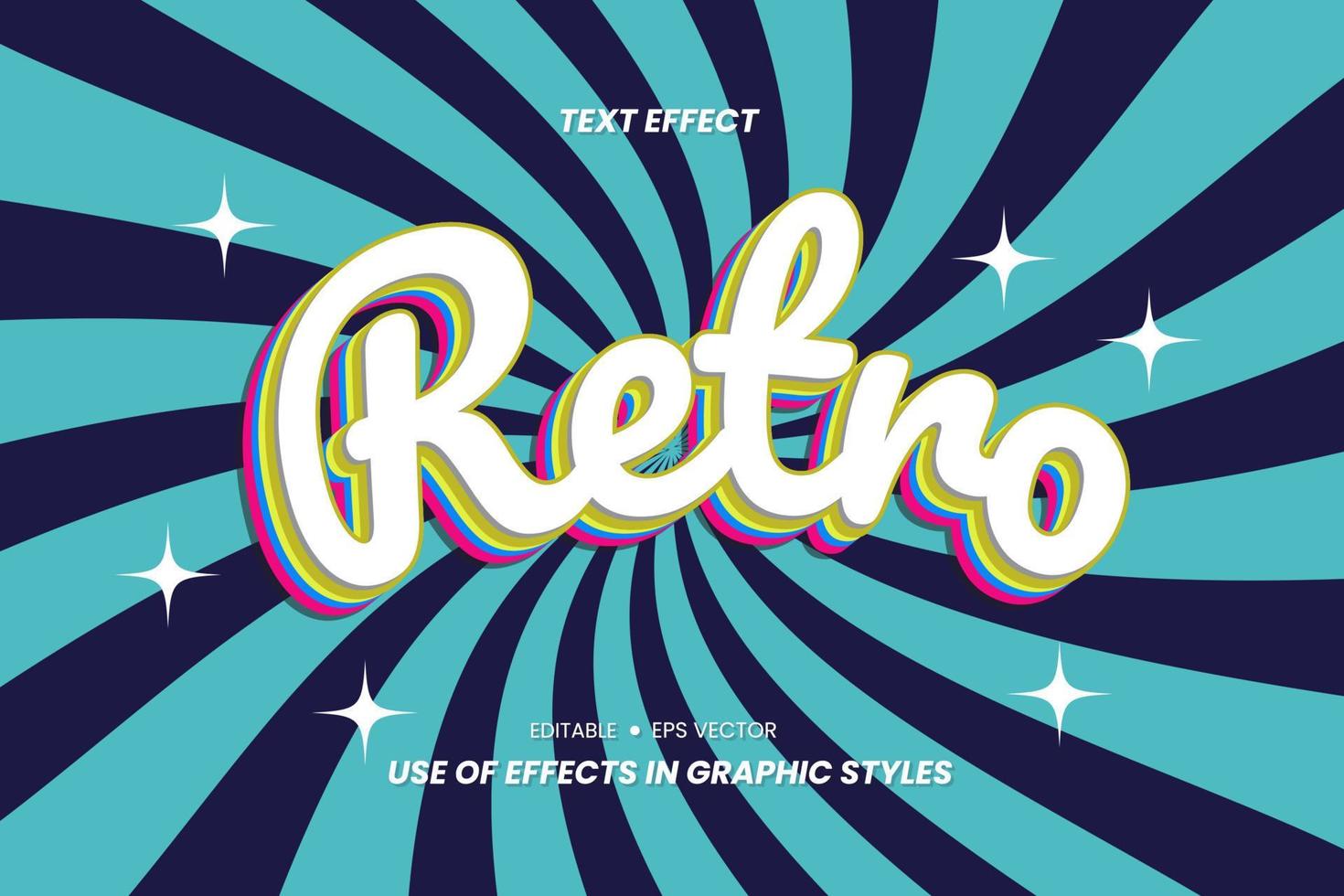 Text Effect - Retro Words on Modern Background. Text can be changed and this Effect can be used in Graphic Style settings vector