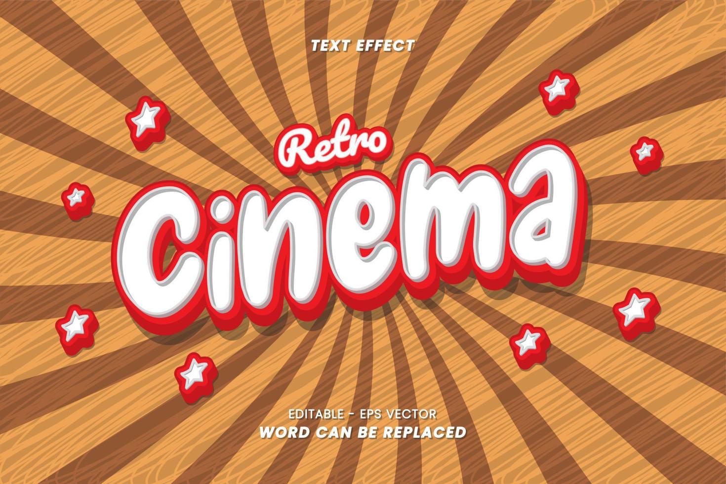 efectos de texto: palabras de cine con tema retro, el texto se puede cambiar mediante el uso de efectos en la configuración de estilo gráfico. vector