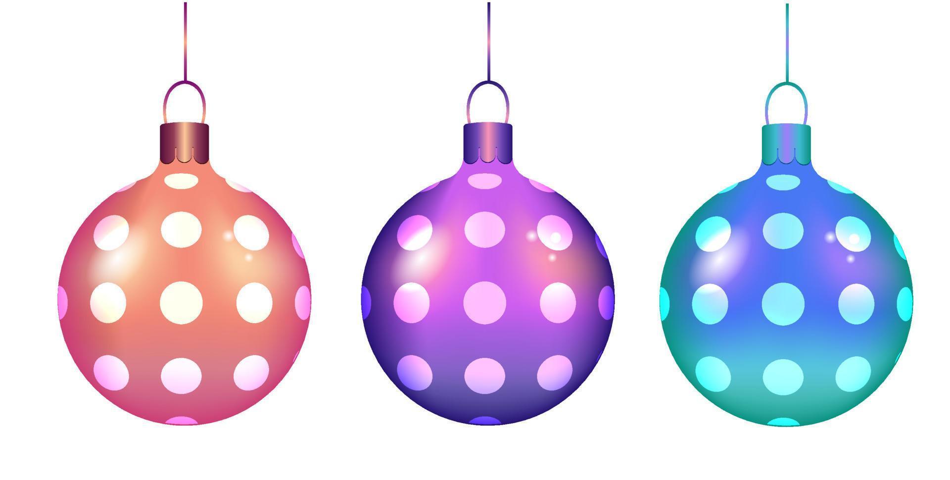 bolas brillantes tradicionales para el árbol de navidad vector