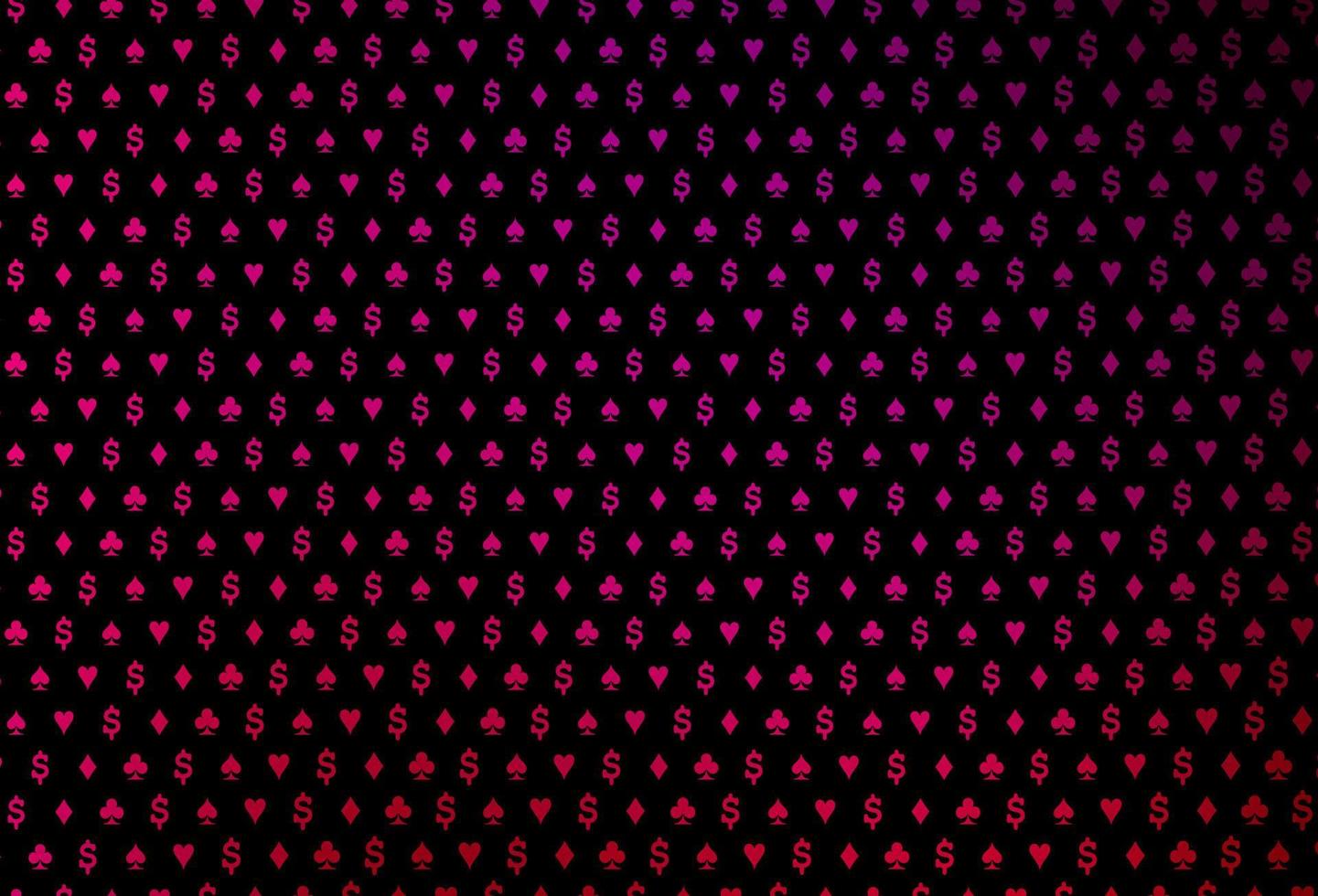 Dark purple, pink vector pattern with symbol of cards.