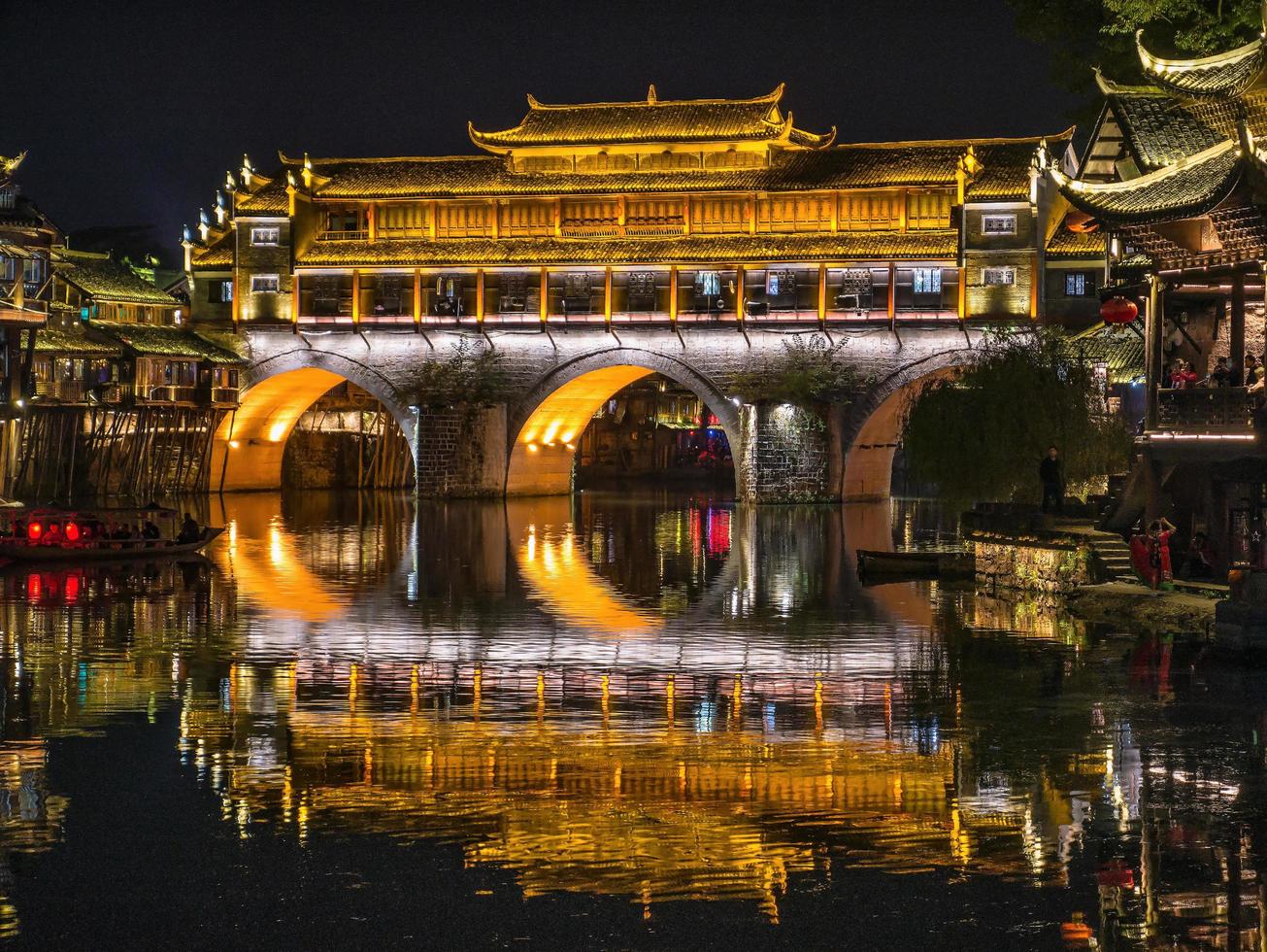 Scenery view in the night of fenghuang old town .phoenix ancient town or Fenghuang County is a county of Hunan Province, China photo
