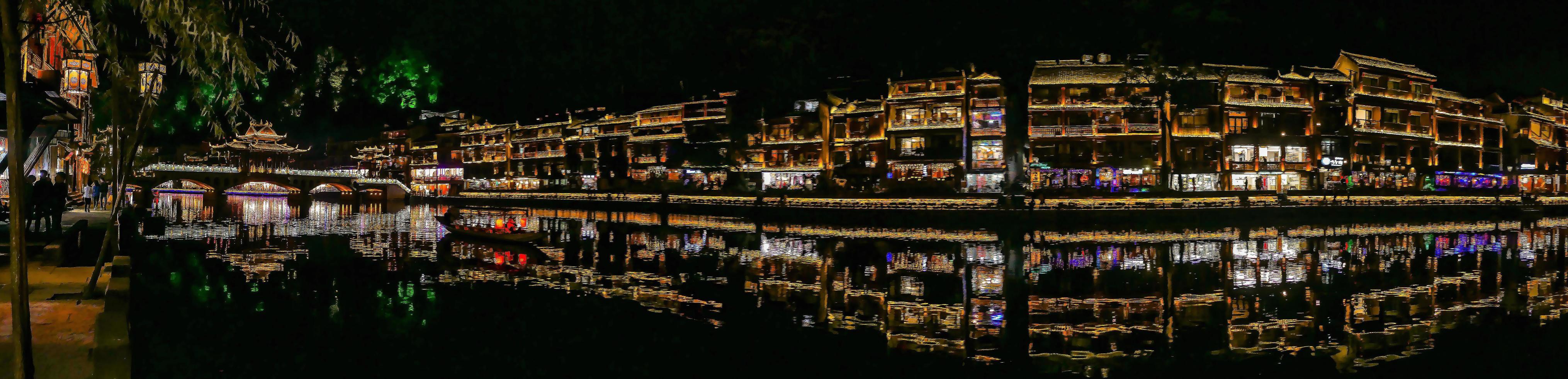 Scenery view in the night of fenghuang old town .phoenix ancient town or Fenghuang County is a county of Hunan Province, China photo