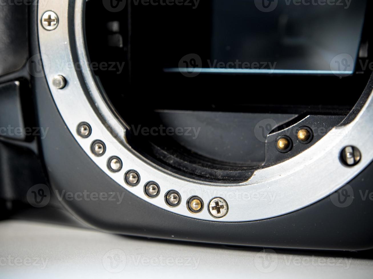 SLR camera body metal bayonet lens mount without lens photo
