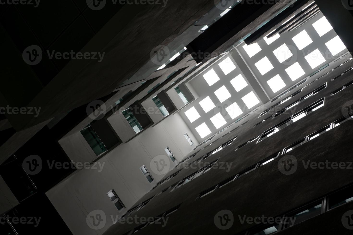 Looking up to the Daylight from the clerestory on the top of the high rise building photo