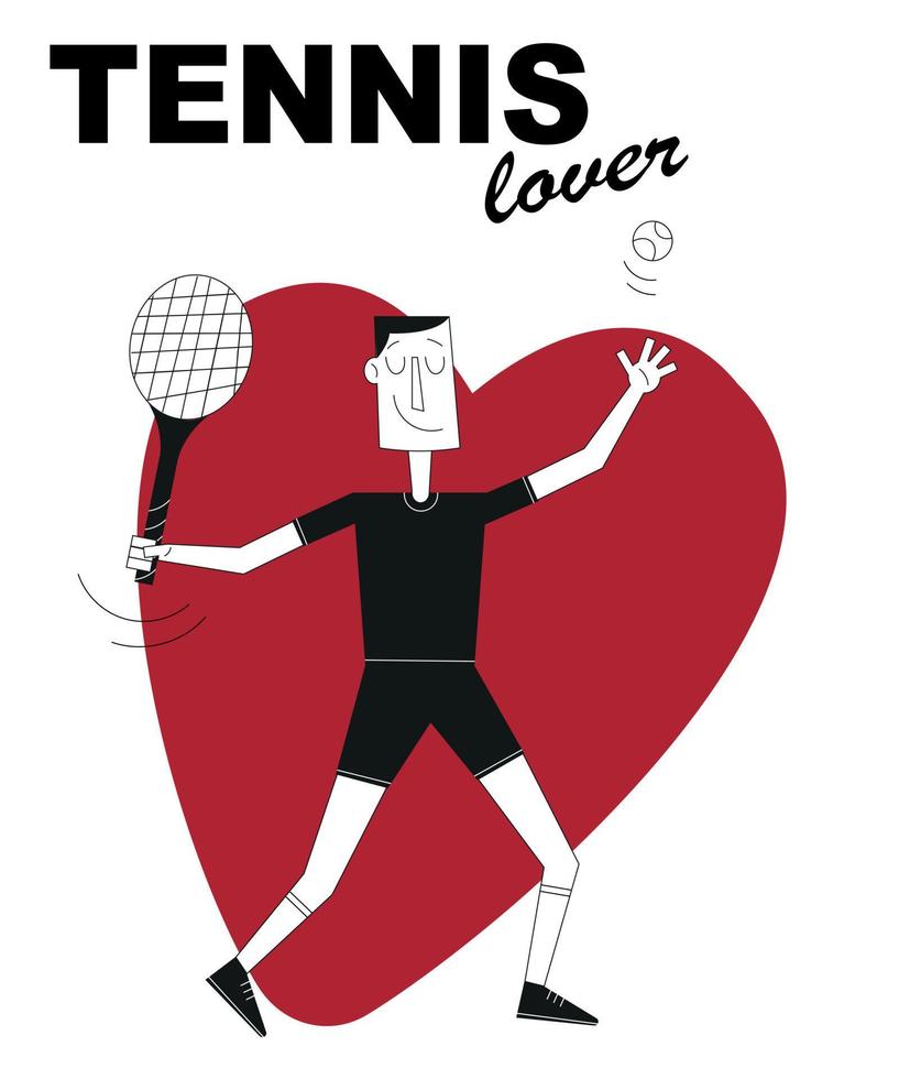 Tennis lover card on white isolated background vector