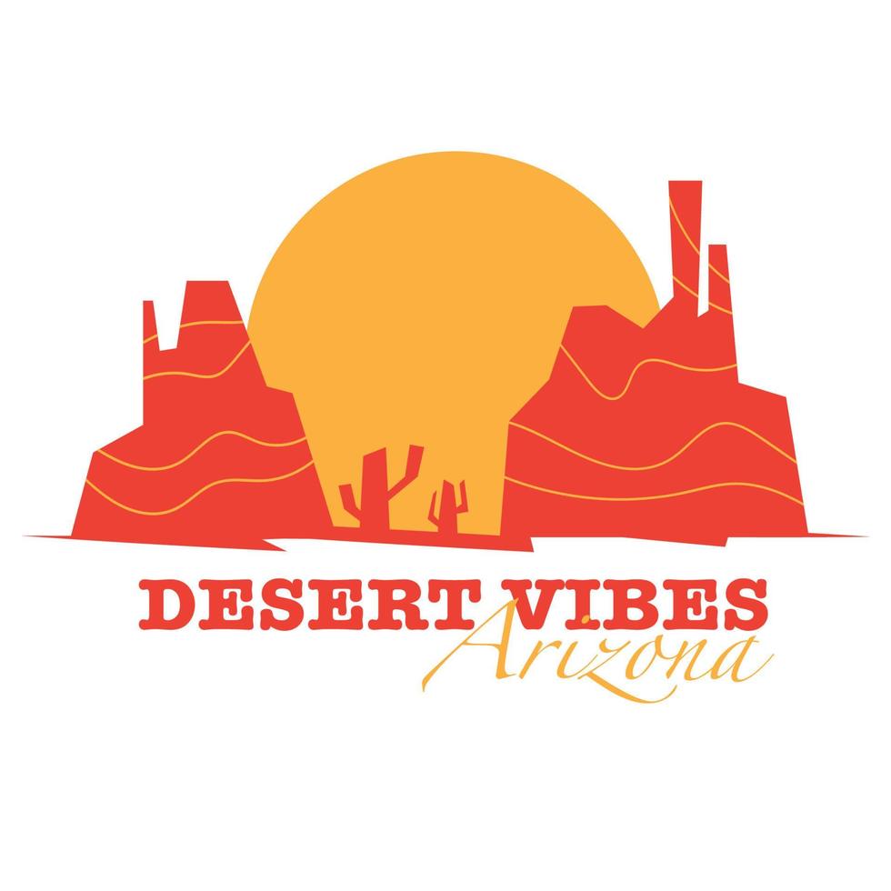 Arizona desert vibes graphic print artwork for apparel, t shirt, sticker, poster, wallpaper and others vector