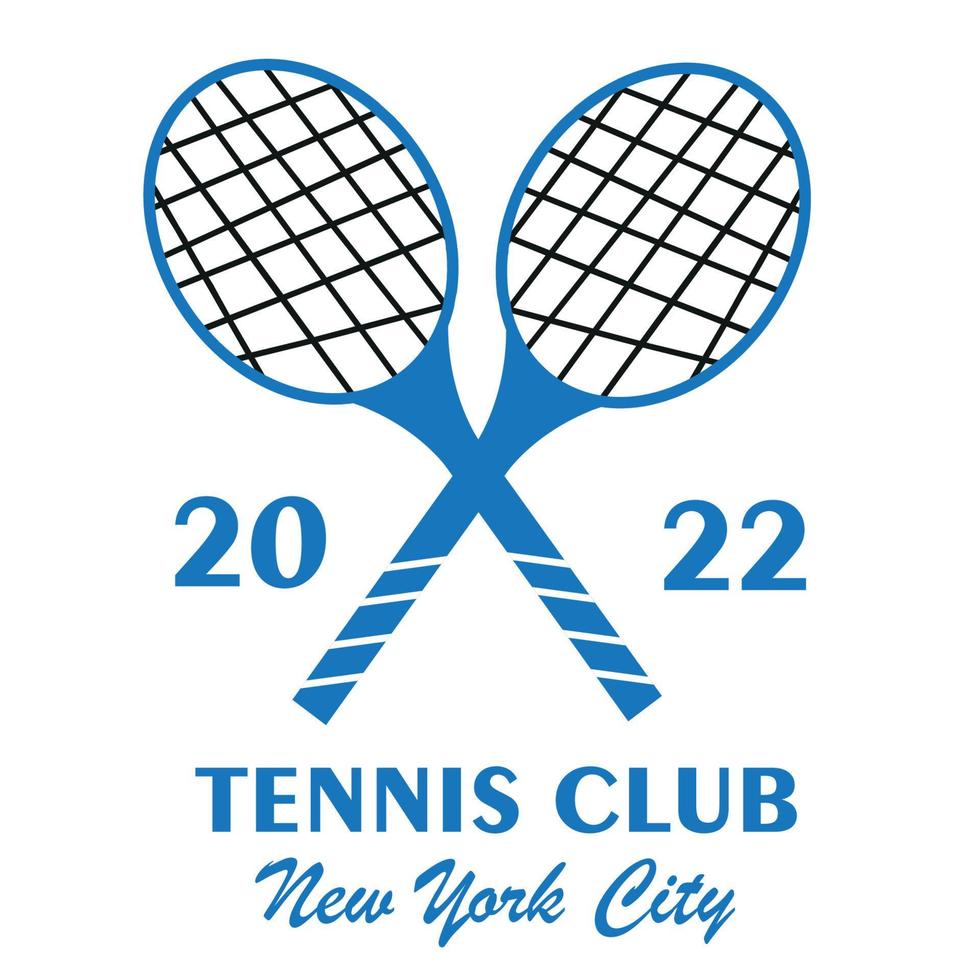 Tennis logo for club blue color on white background vector