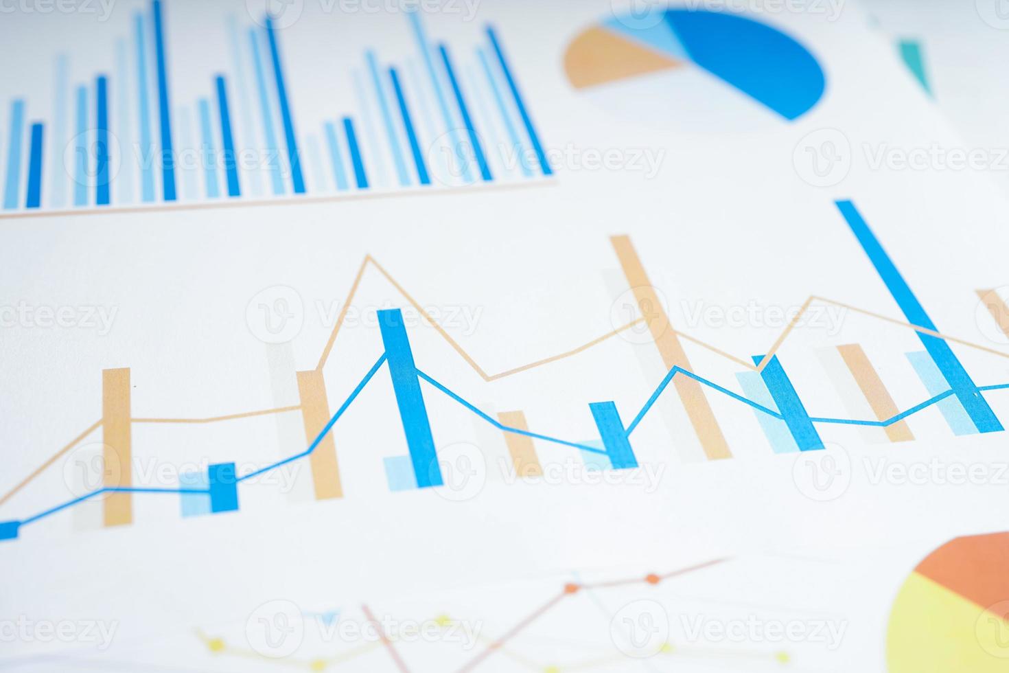 Charts Graphs paper. Financial development, Banking Account, Statistics, Investment Analytic research data economy, Stock exchange Business office company meeting concept. photo