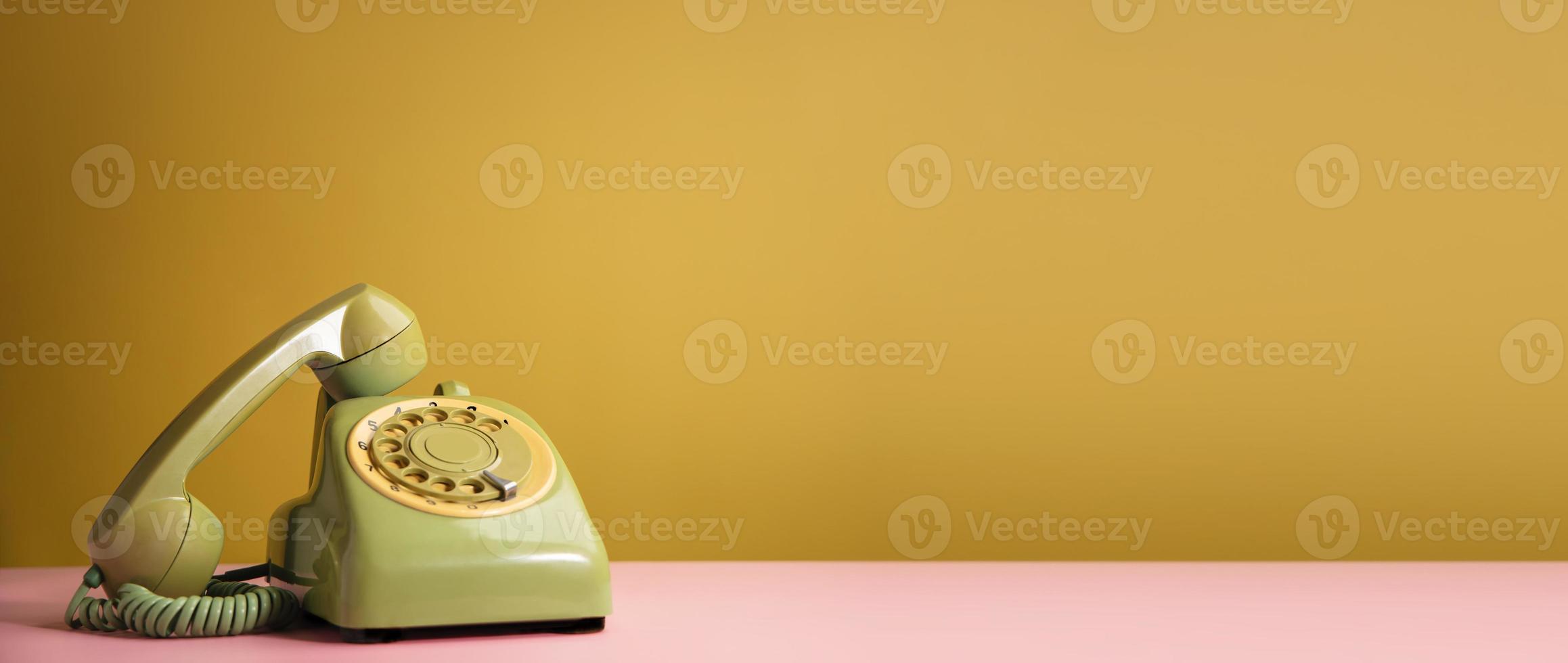 Vintage Retro Telephone Style, Old Object from 1980-1990, Technology and Communication in the Past. Clean, Colourful  and Minimal photo