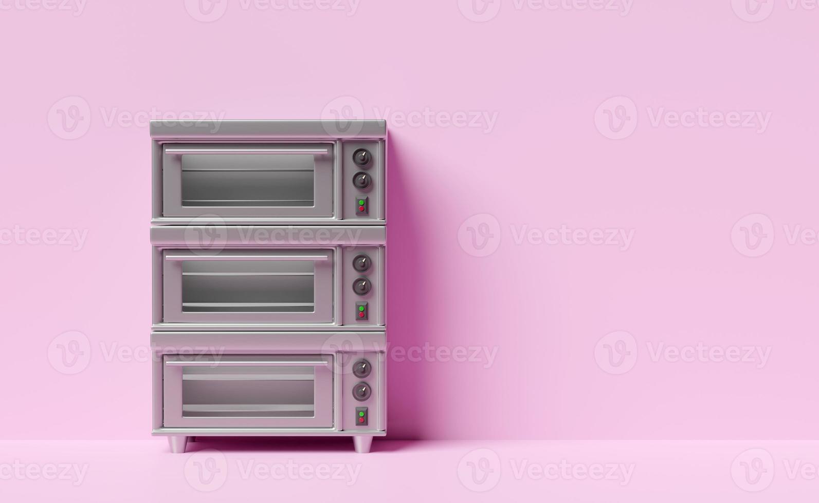 3d electric oven for restaurant kitchen isolated on pink background. modern industrial kitchen with equipment concept, 3d render illustration, clipping path photo