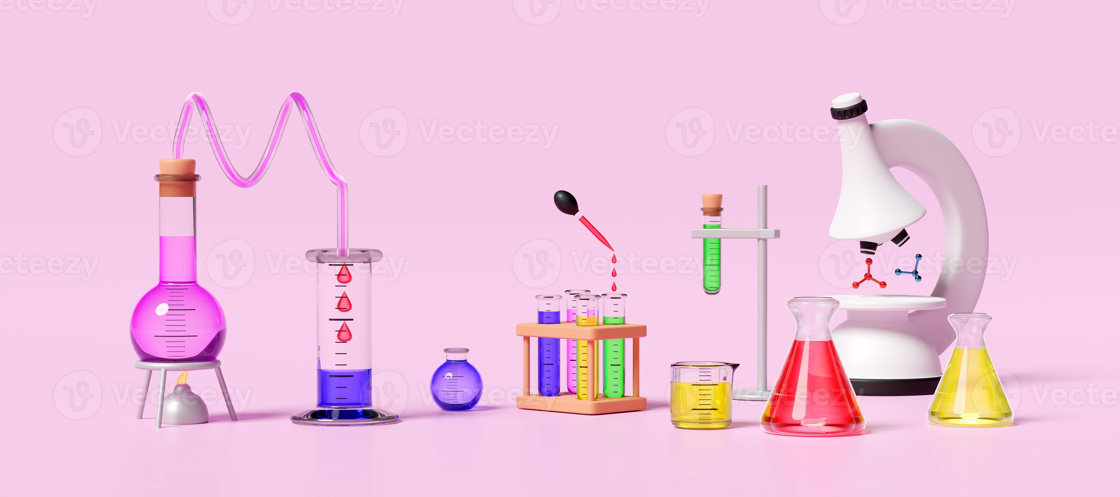 3d science experiment kit with alcohol lamp, beaker, test tube