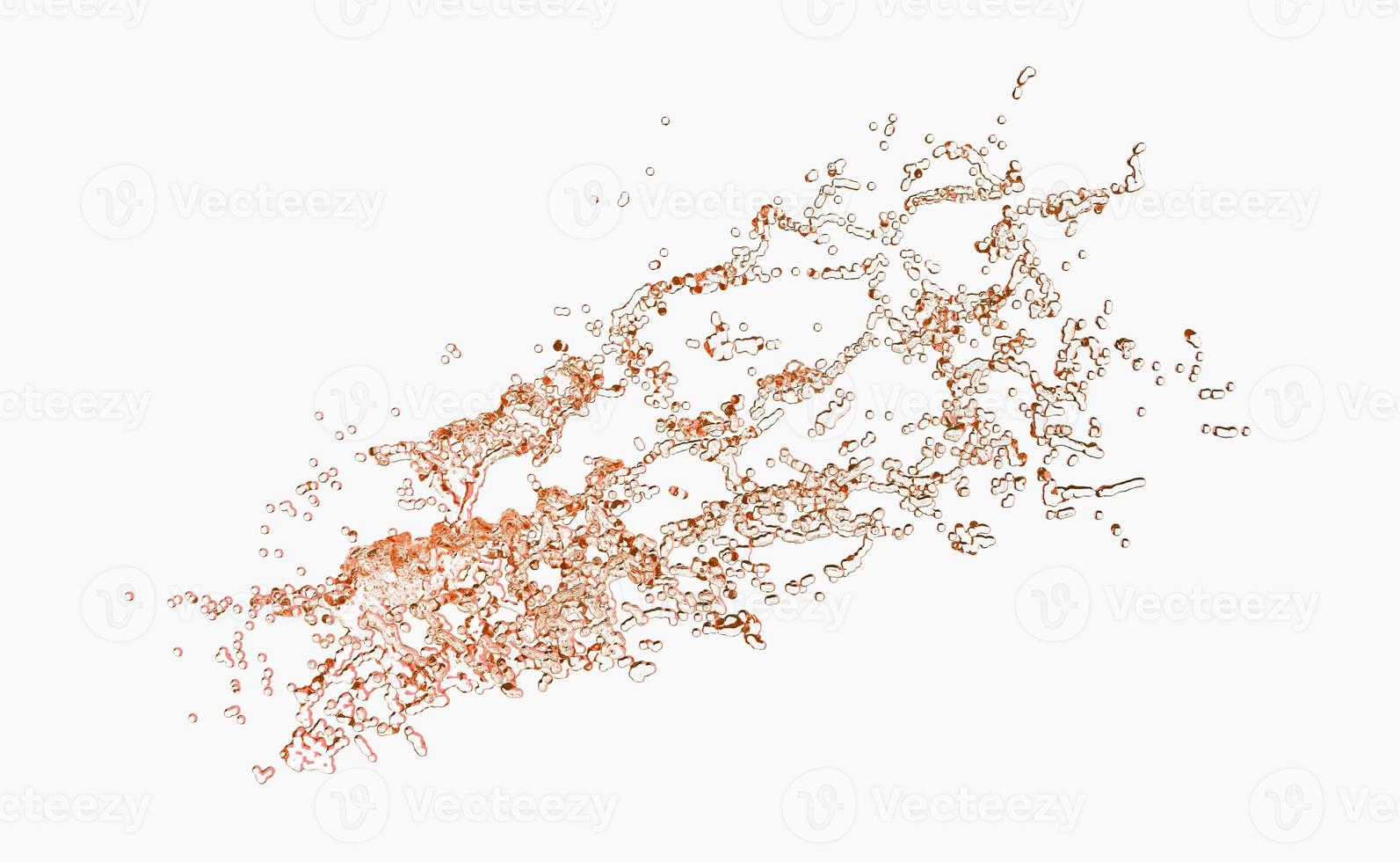 3d clear blue water scattered around, water splash transparent, isolated on white background. 3d render illustration photo
