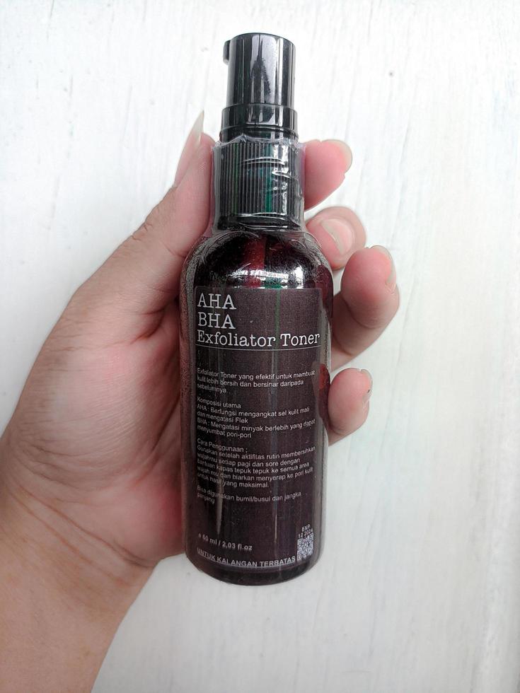 editorial on skincare bottles photo