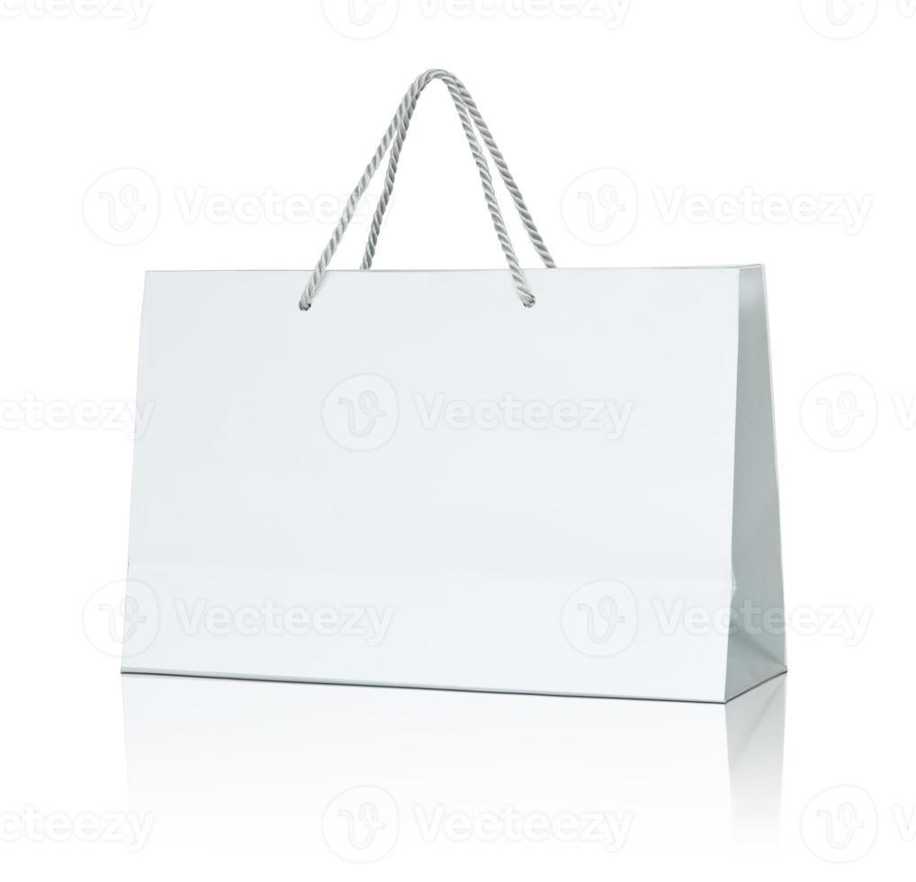 bolsa de compras de papel blanco foto