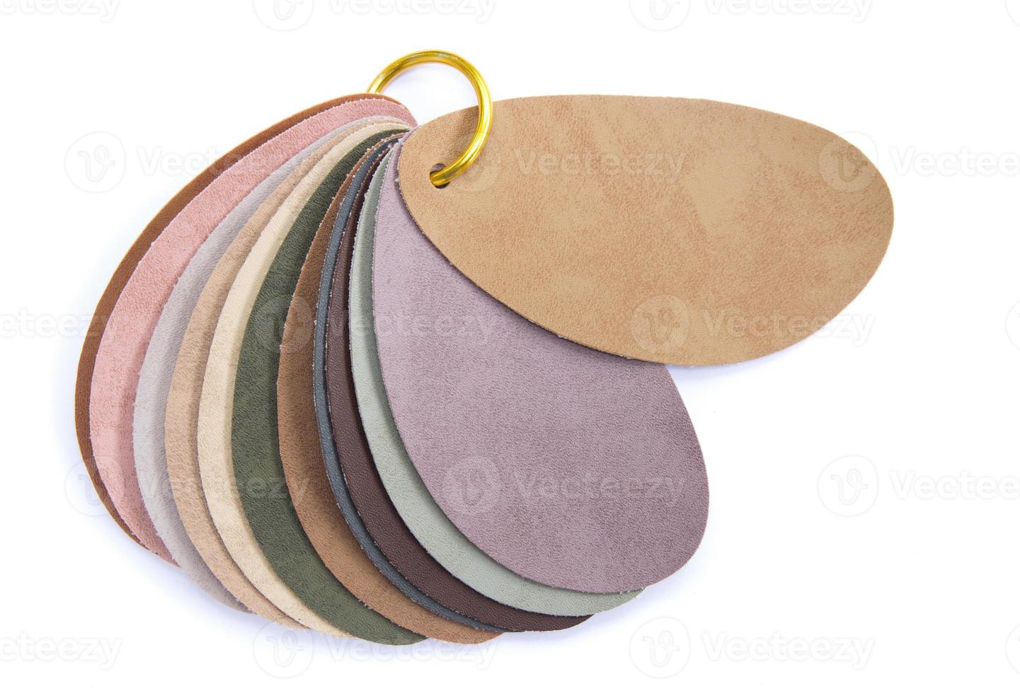 color samples of leather isolated on white background photo