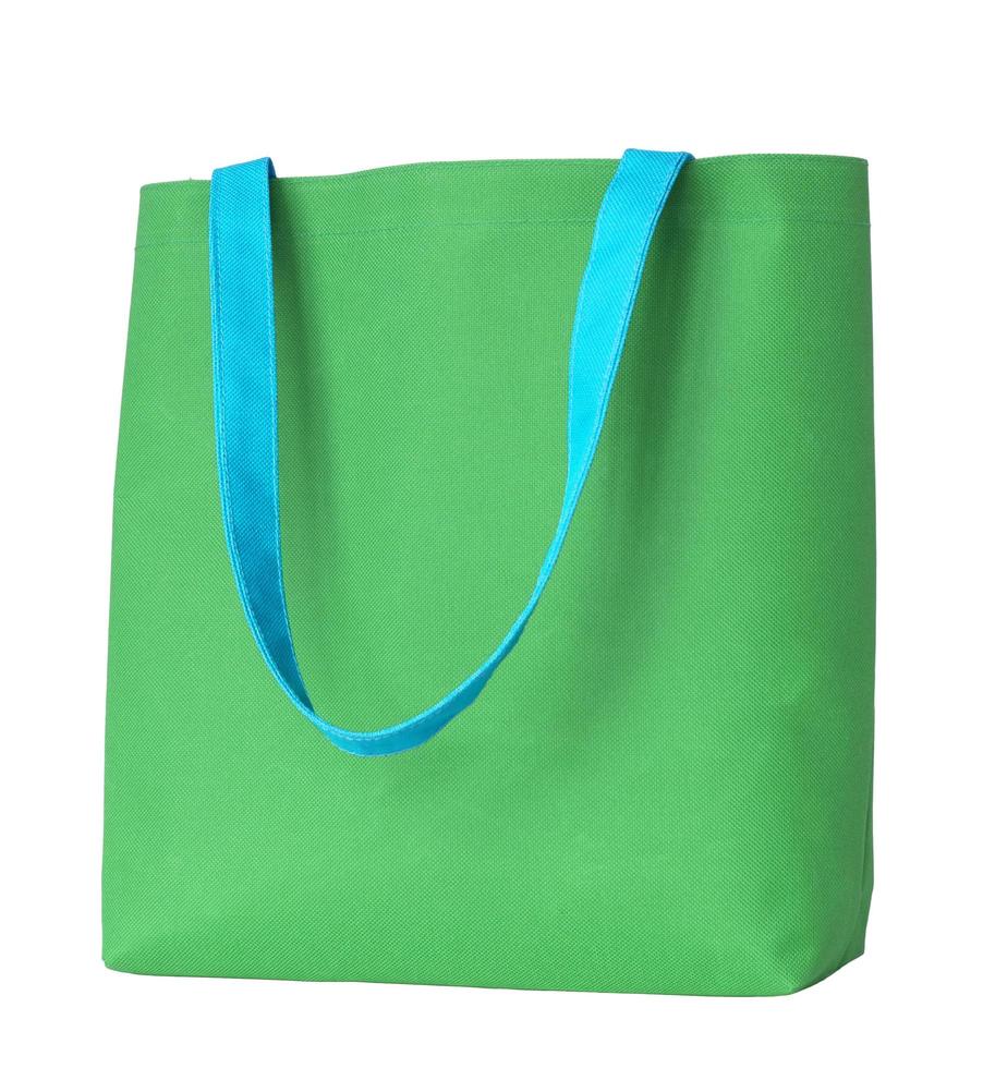 Bolsa de tela de compras verde aislada sobre fondo blanco con trazado de recorte foto