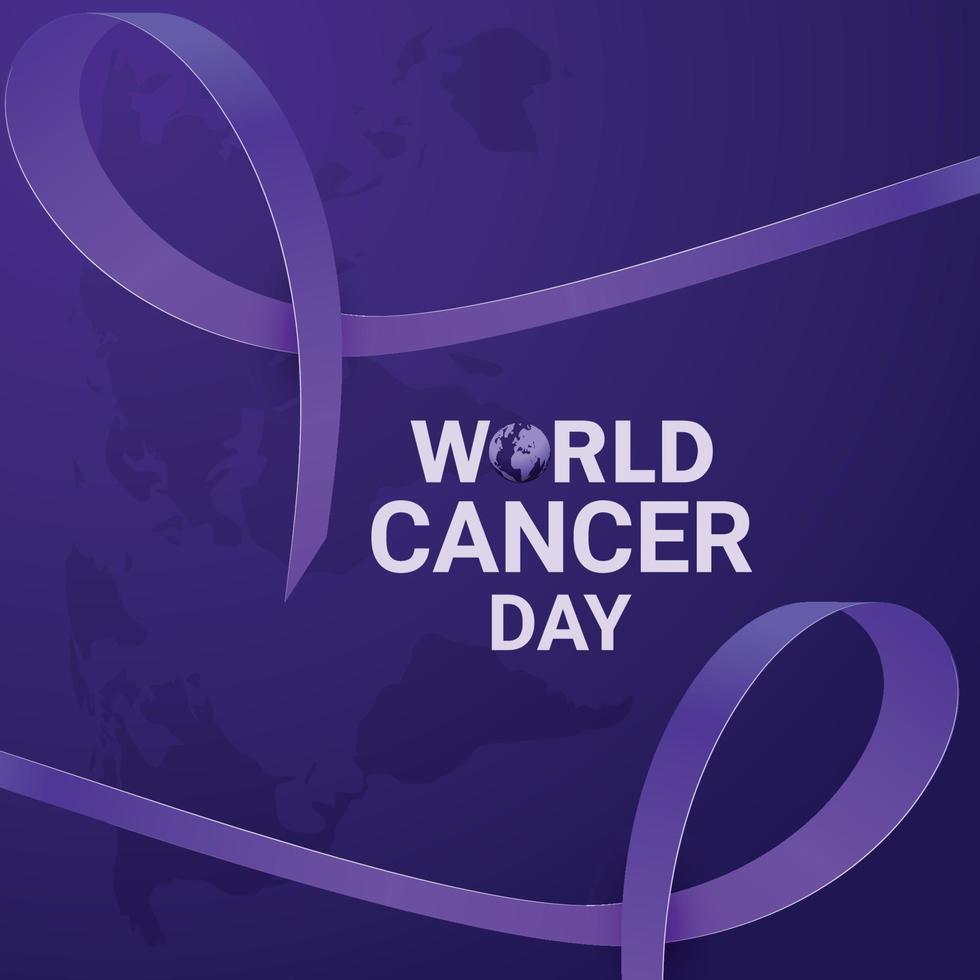 diseño de cartel de concepto de cinta púrpura del día mundial contra el cáncer vector