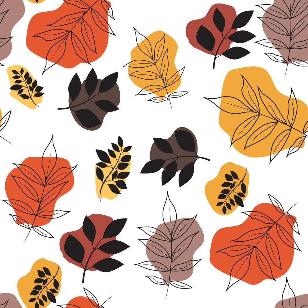 patrón de hojas de otoño dibujadas a mano vector
