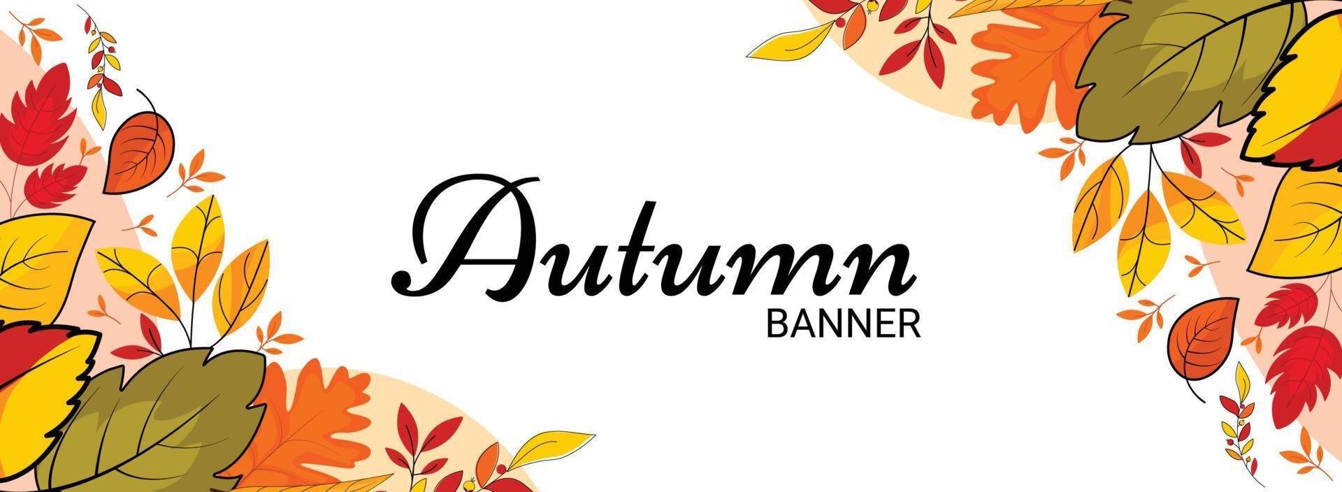 Autumn banner with seasonal fall leaves background vector