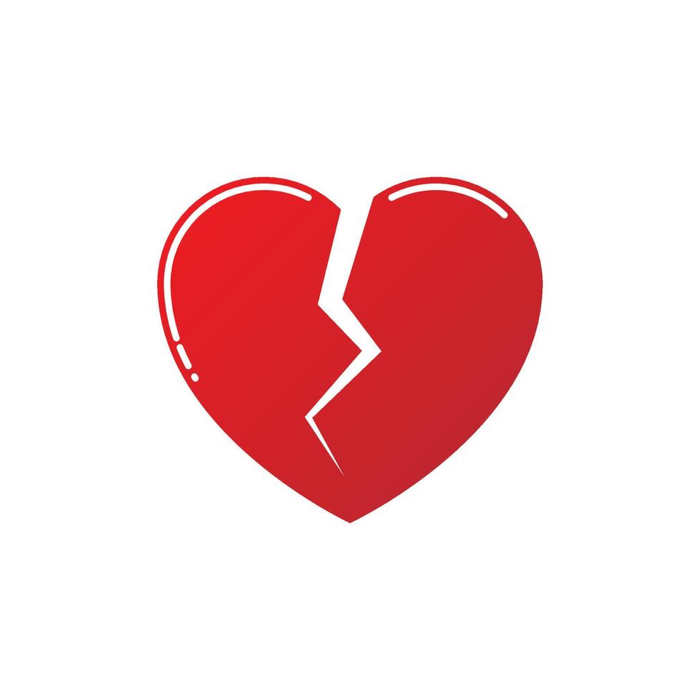 Broken Heart Icon With Highlight On White Background vector