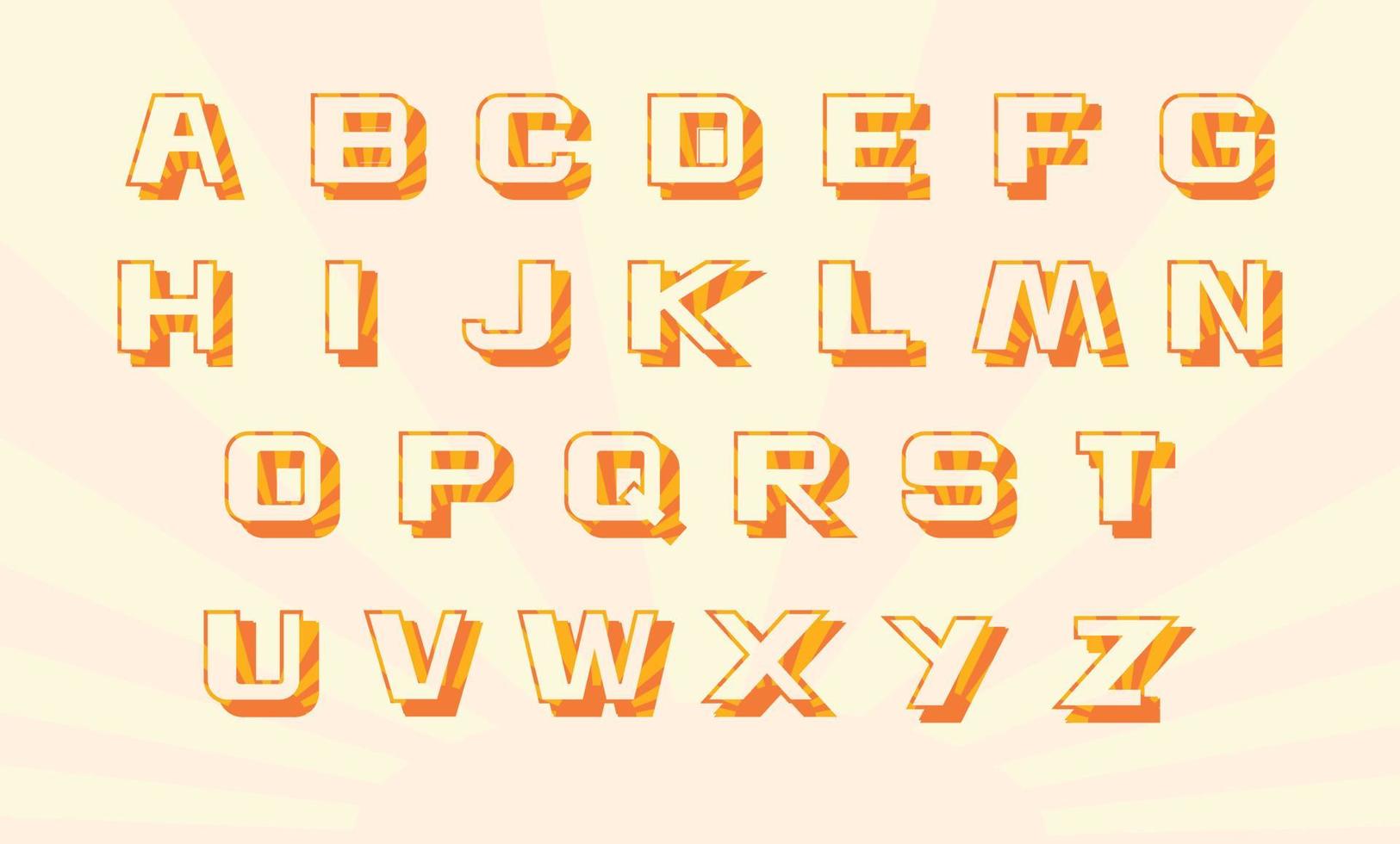 Abstract Sunshine Ray Glow Alphabet Vector Set