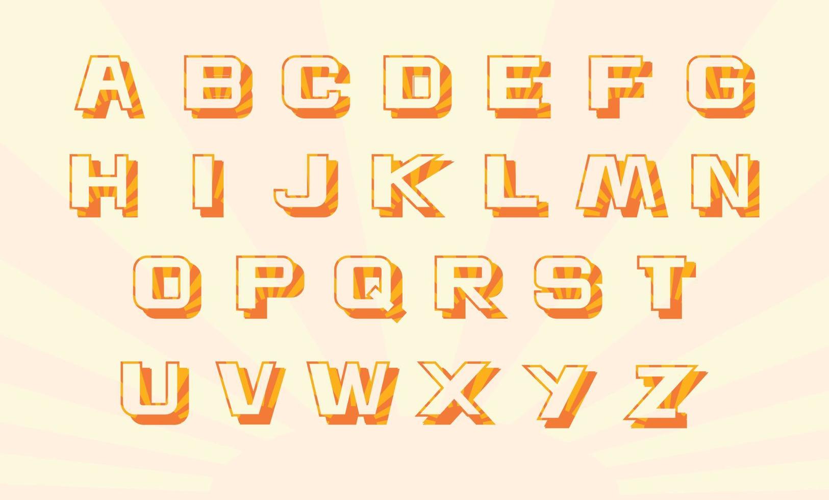 Abstract Sunshine Ray Glow Alphabet Vector Set