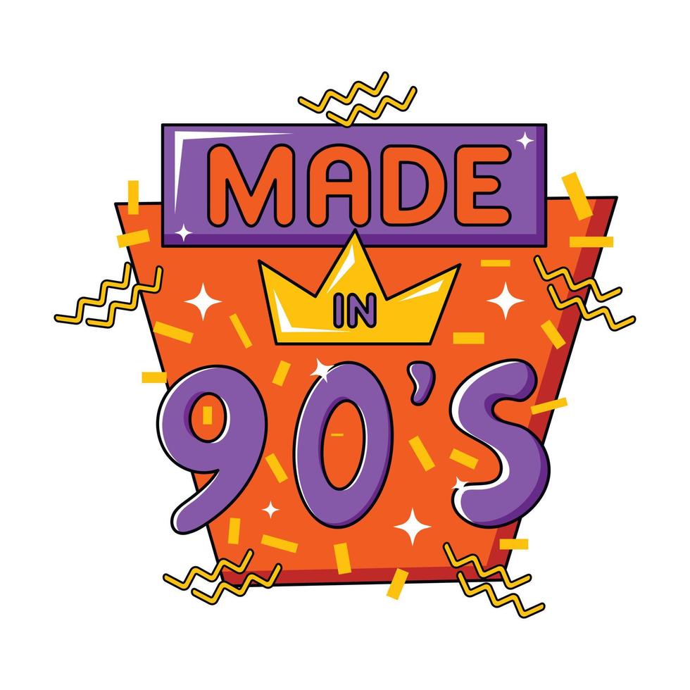 Vector flat illustration of 90s label logo number retro symbol in pop art style