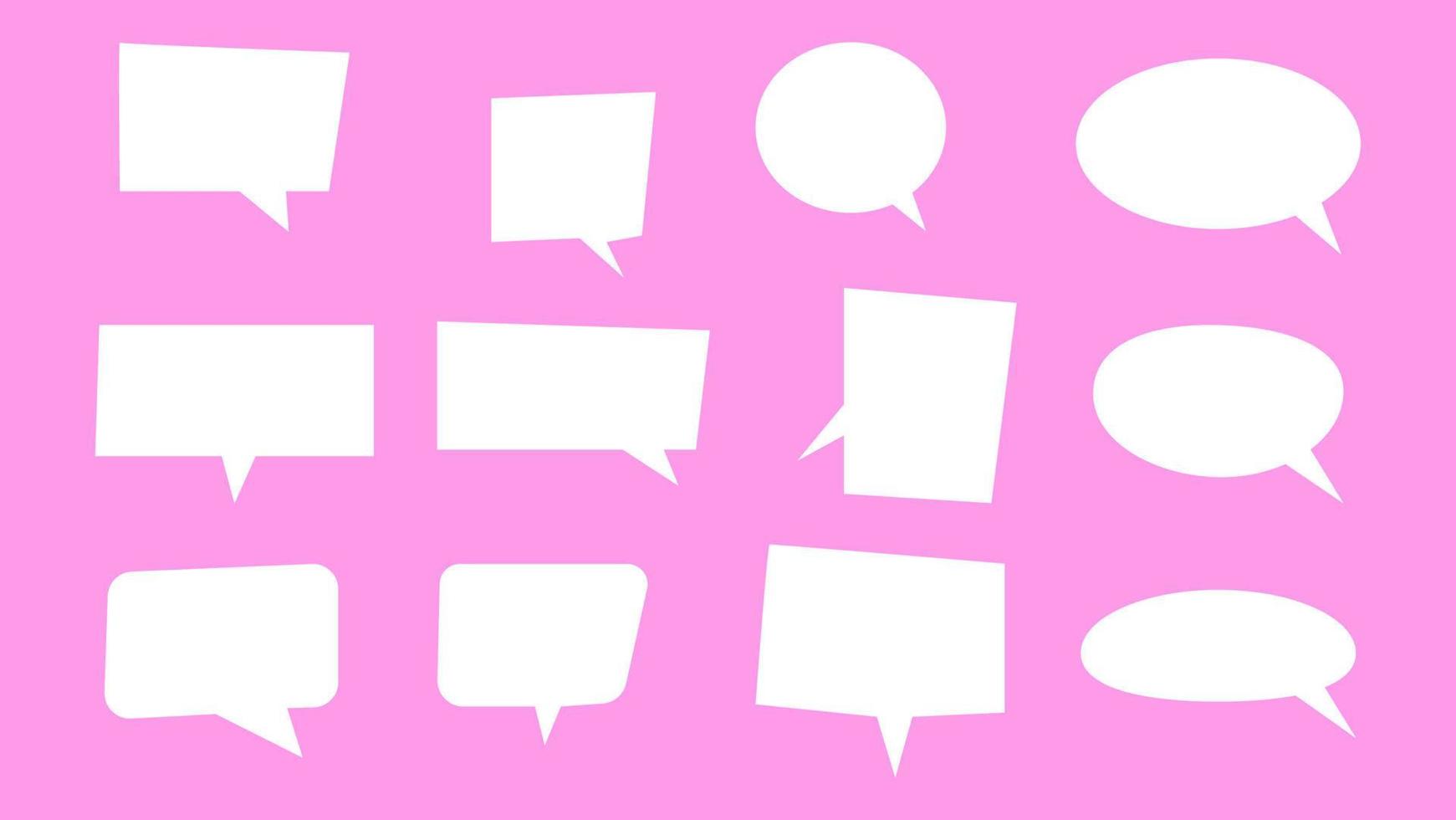 speech bubble set. blank white cartoon chat box isolated on pink background vector