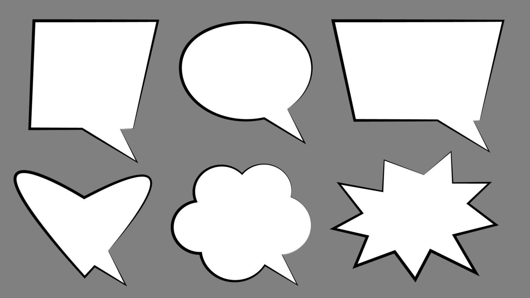 speech bubble set. blank white cartoon chat box isolated on grey background vector