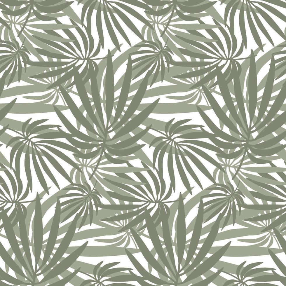 Background of tropical palm leaves. Hand-drawn vector illustration of plants isolated on a white background.