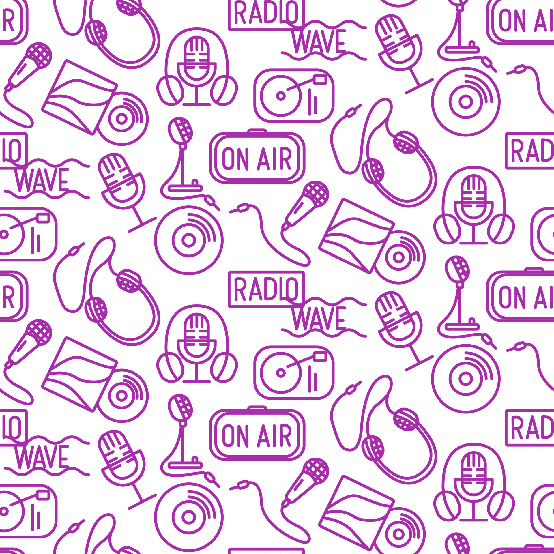 A pattern based on the radio wave in the style of an icon. Purple icons
