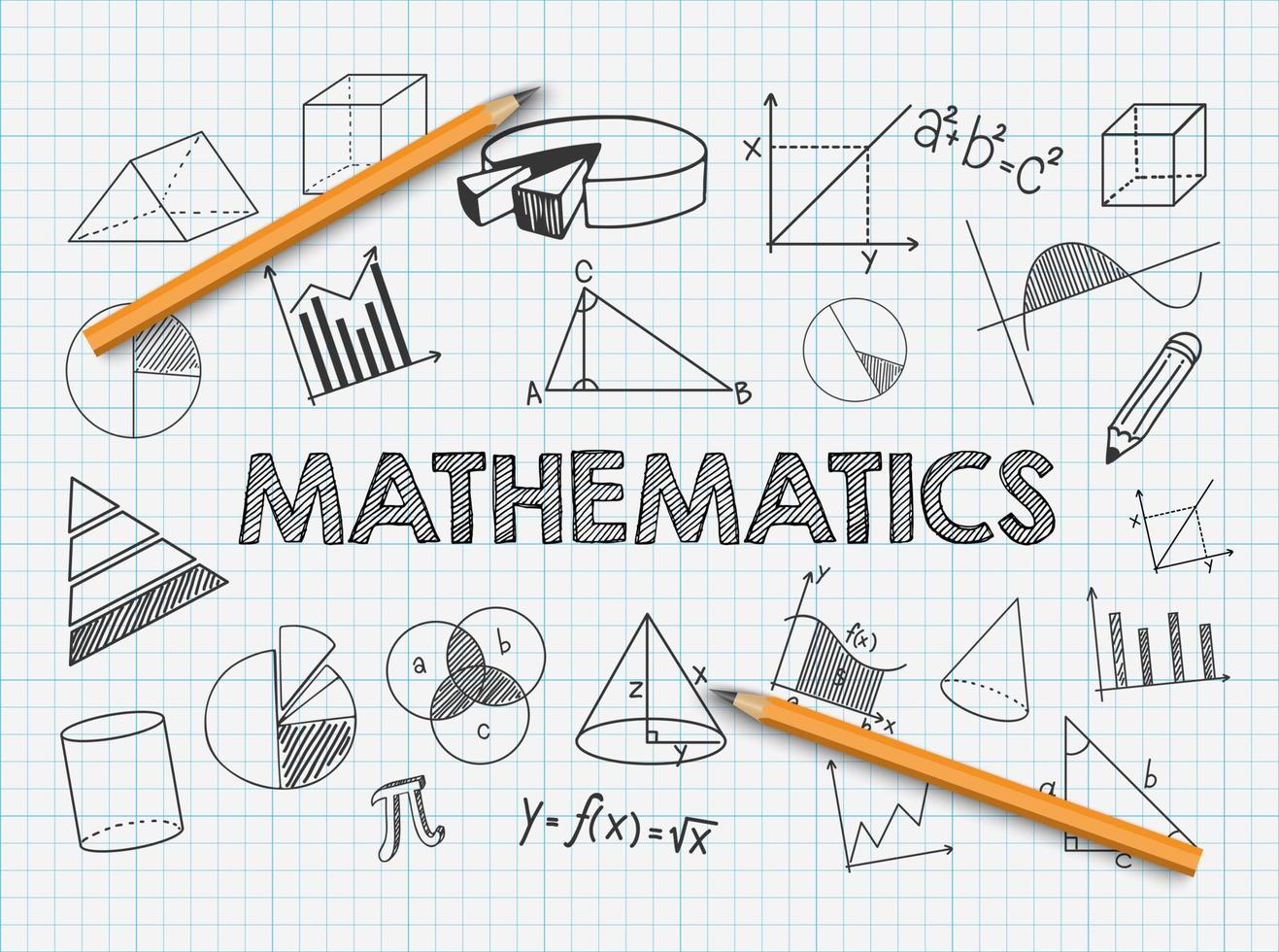 paper inscribed with scientific formulas and calculations in physics and mathematics with a pencil. vector