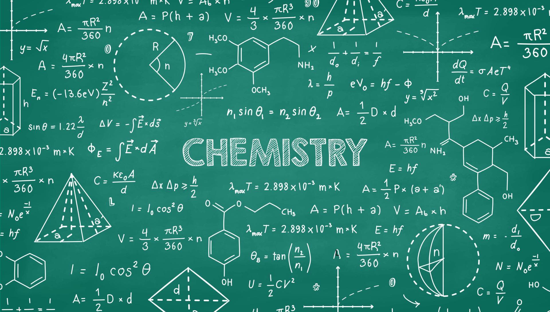 scientific and chemistry formulas and algebra illustration on green chalkboard 12348184 Vector