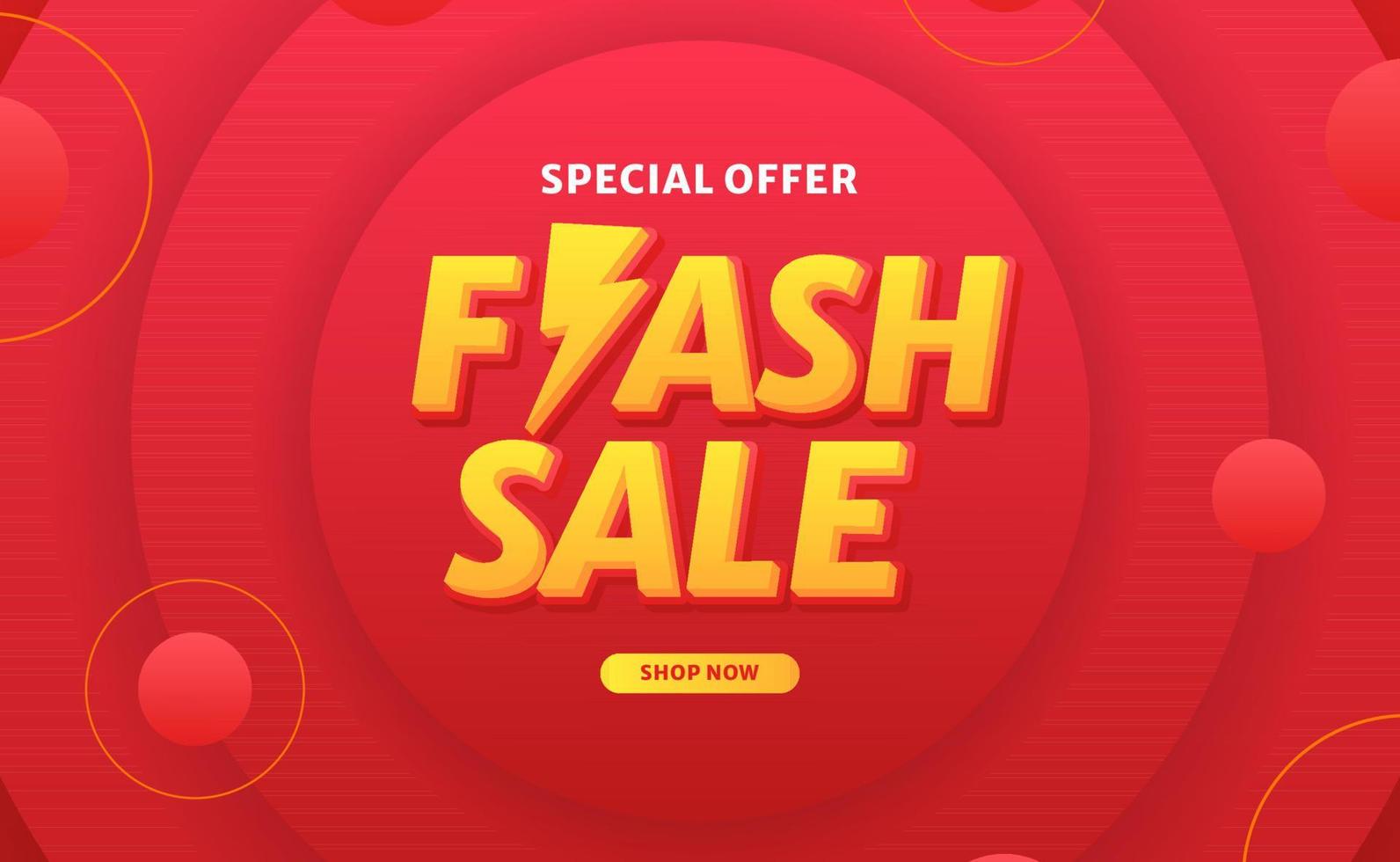 3d lighting for flash sale offer discount promotion with circle decoration and yellow burst background vector