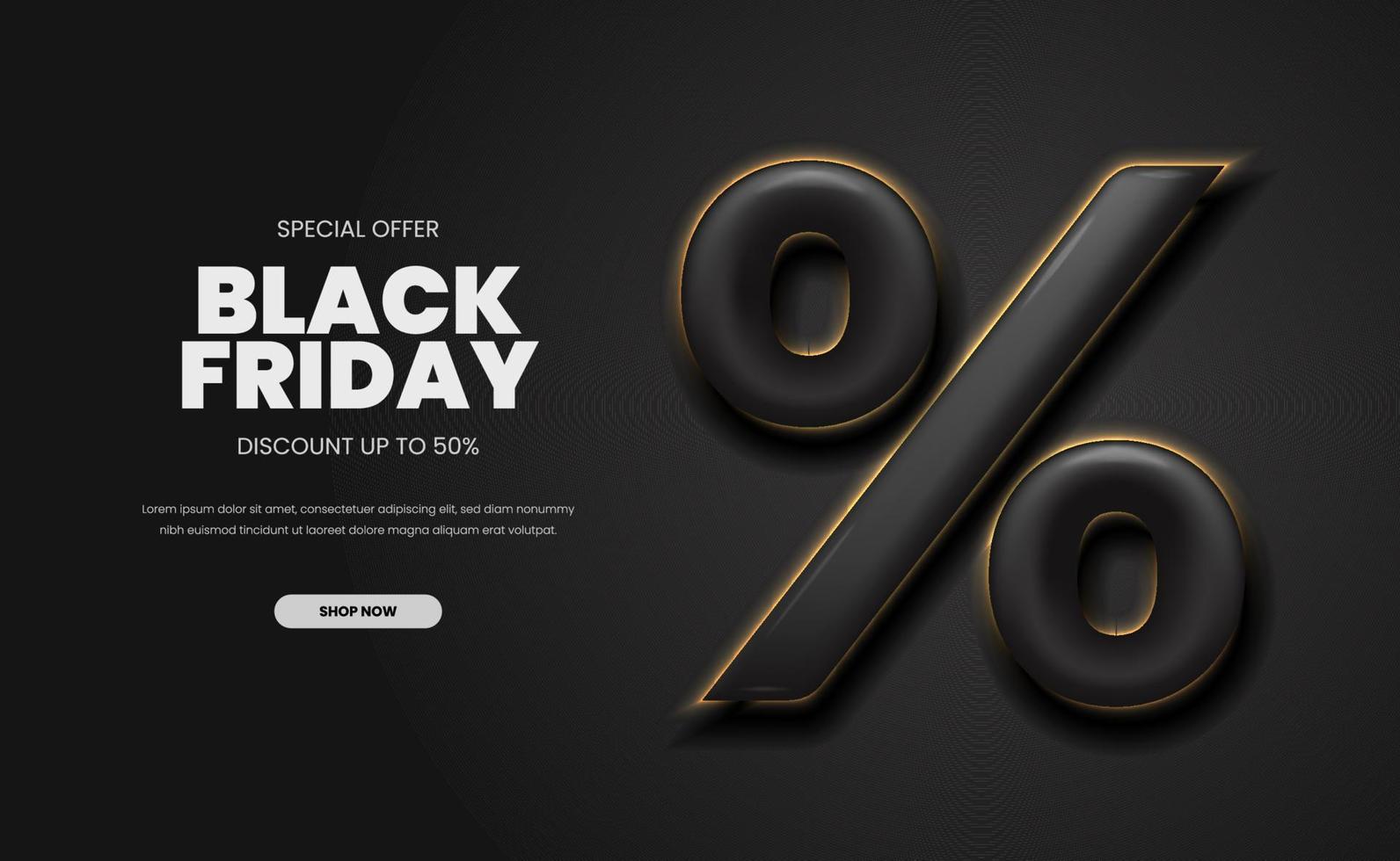 3D percent symbol for sale offer discount promotion at black friday shopping day super mega bis sale with glow light vector