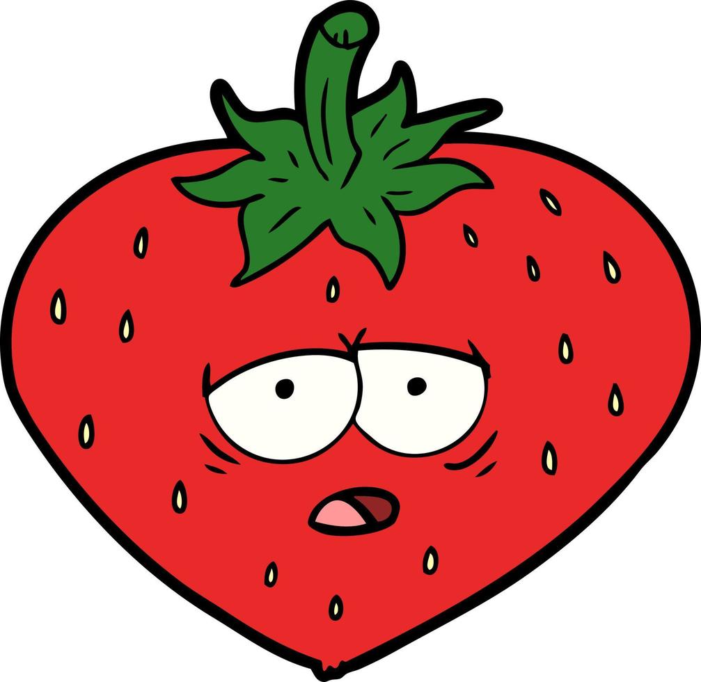 tired cartoon strawberry vector