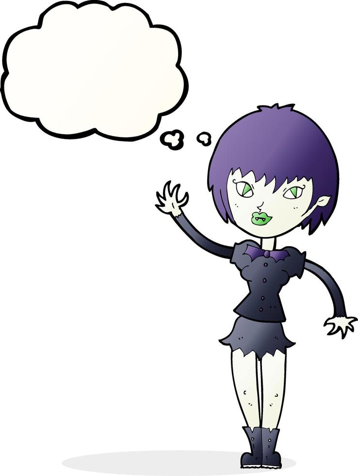cartoon vampire girl with thought bubble vector
