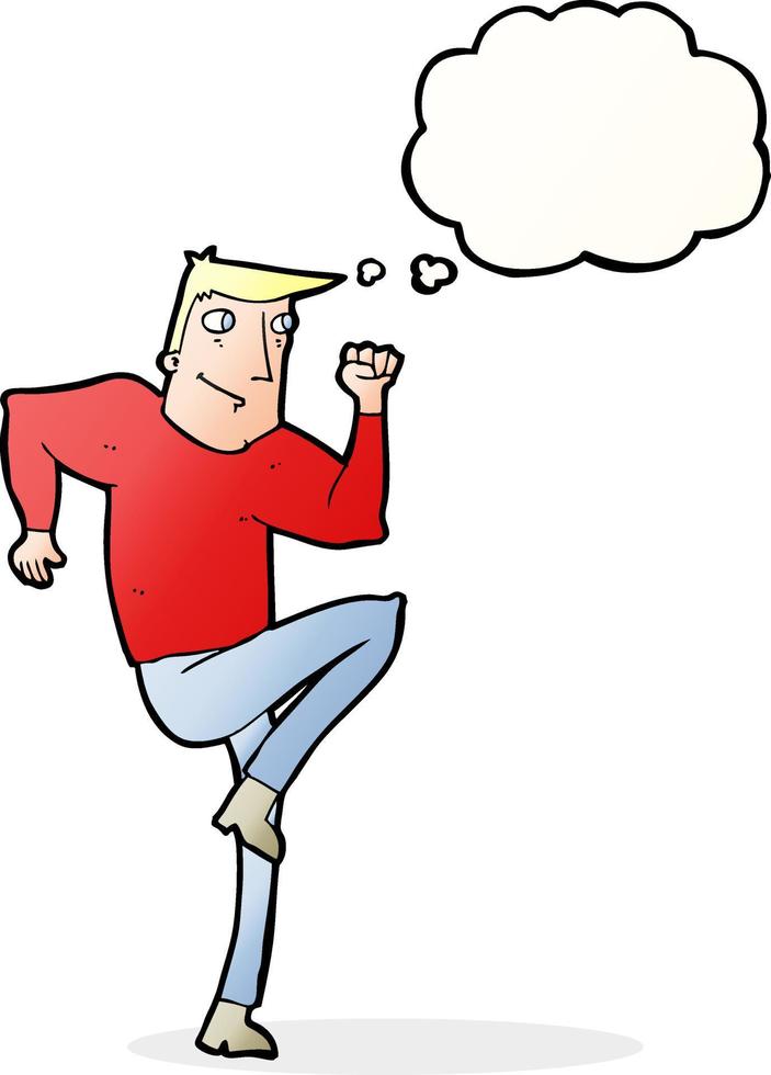 cartoon man jogging on spot with thought bubble vector