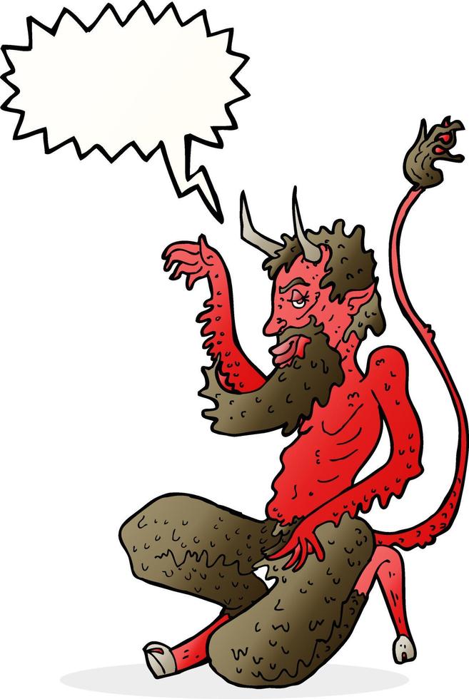 cartoon traditional devil with speech bubble vector