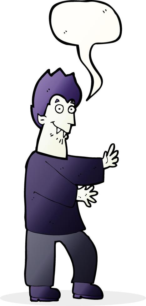 cartoon vampire waving hands with speech bubble vector