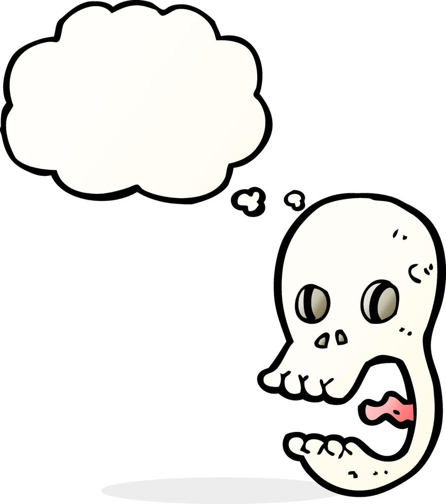 funny cartoon skull with thought bubble vector