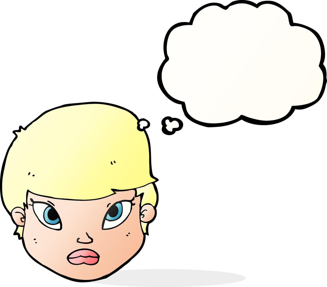 cartoon serious face with thought bubble vector