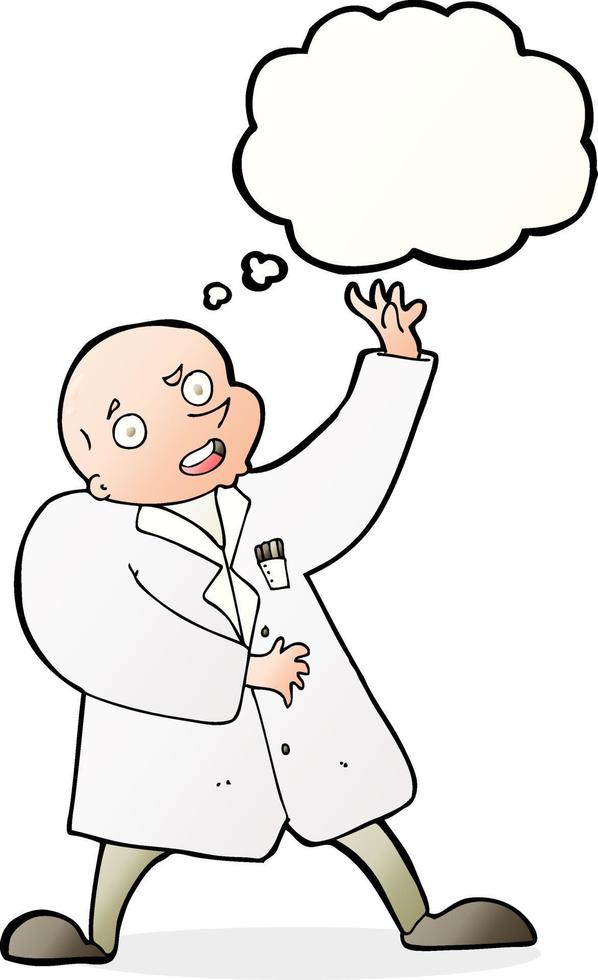 cartoon mad scientist with thought bubble vector