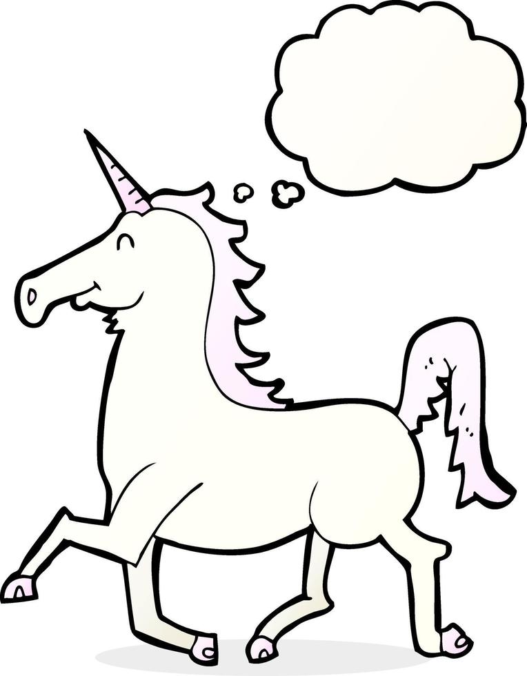 cartoon unicorn with thought bubble vector