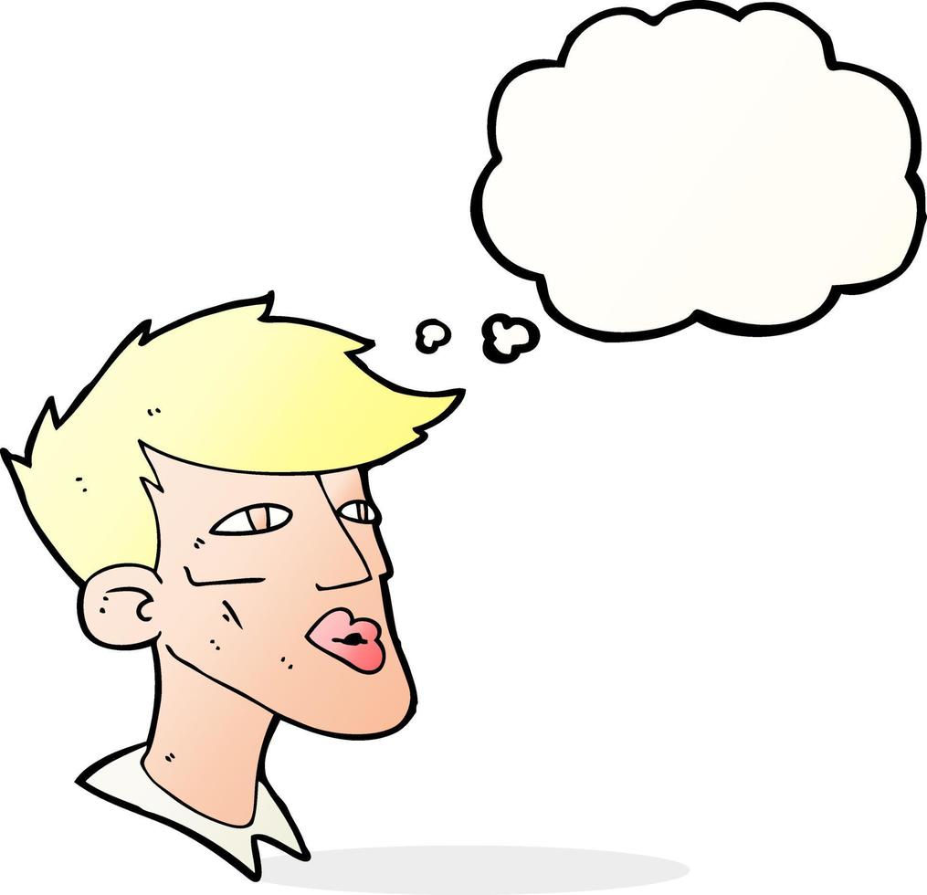 cartoon male model guy with thought bubble vector