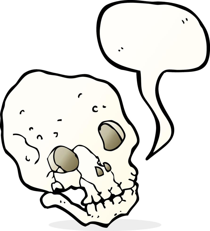 cartoon spooky skull with speech bubble vector