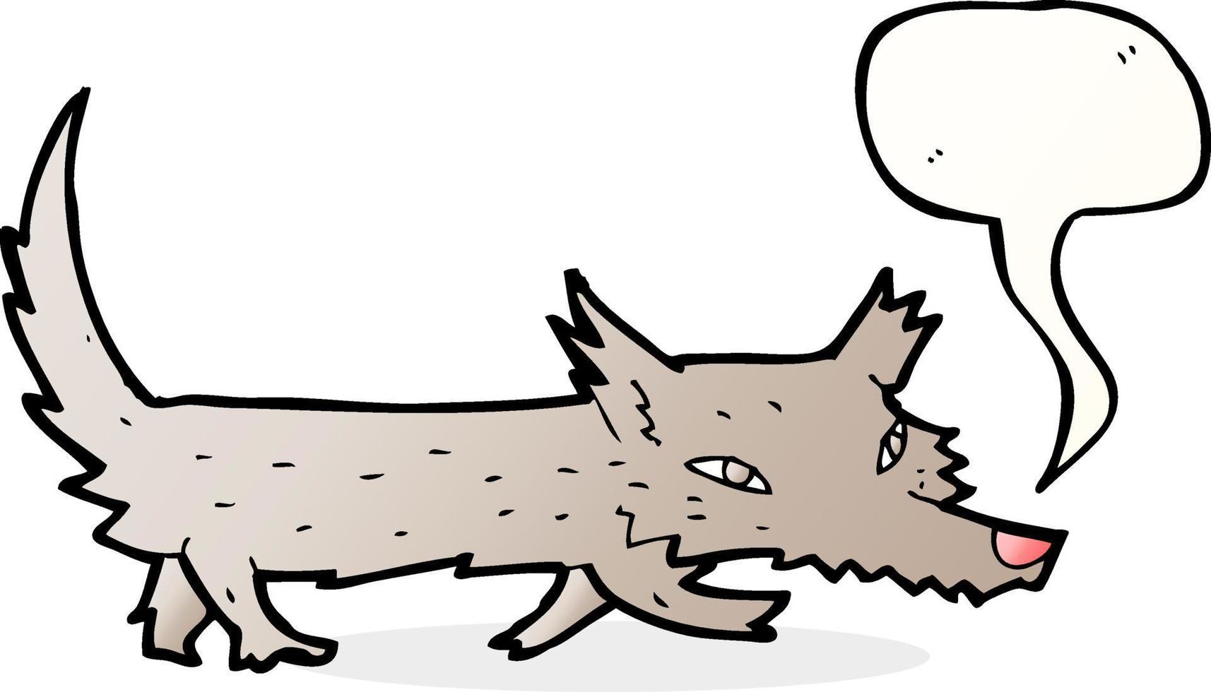 cartoon little wolf with speech bubble vector