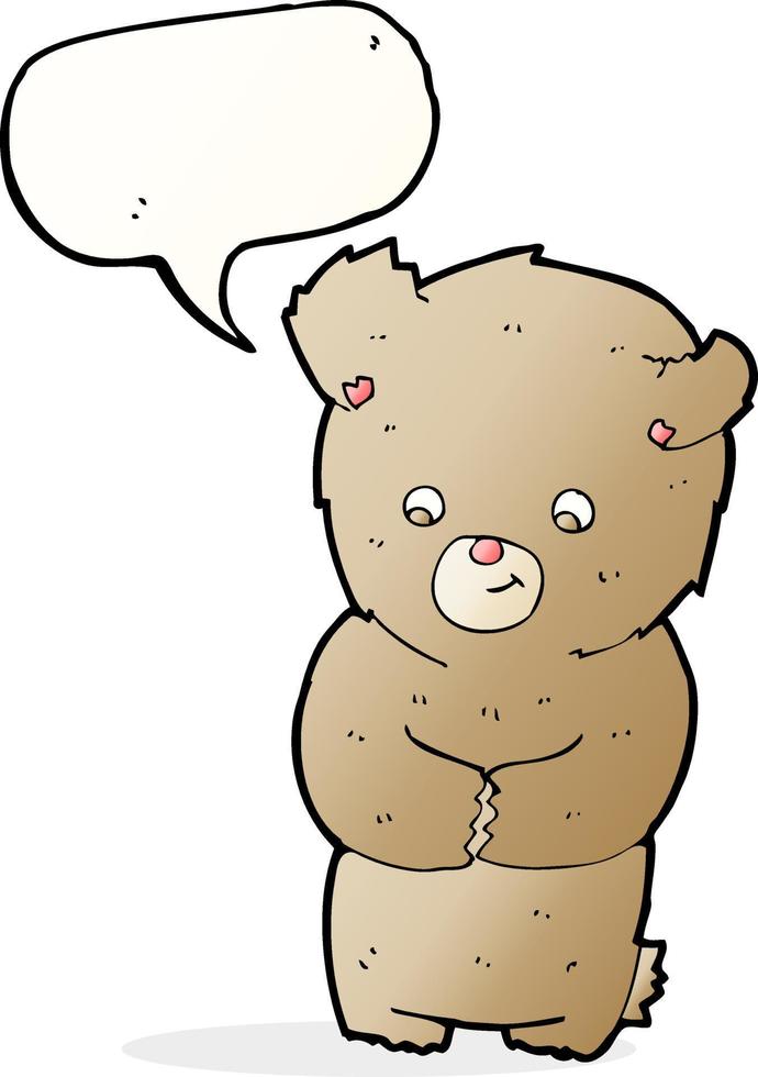 cartoon teddy bear with speech bubble vector
