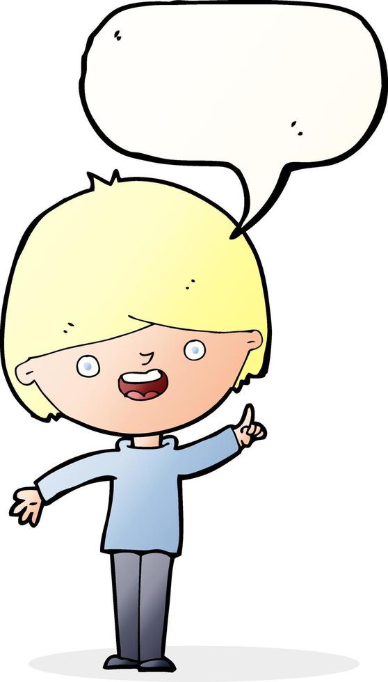 cartoon happy boy with speech bubble vector
