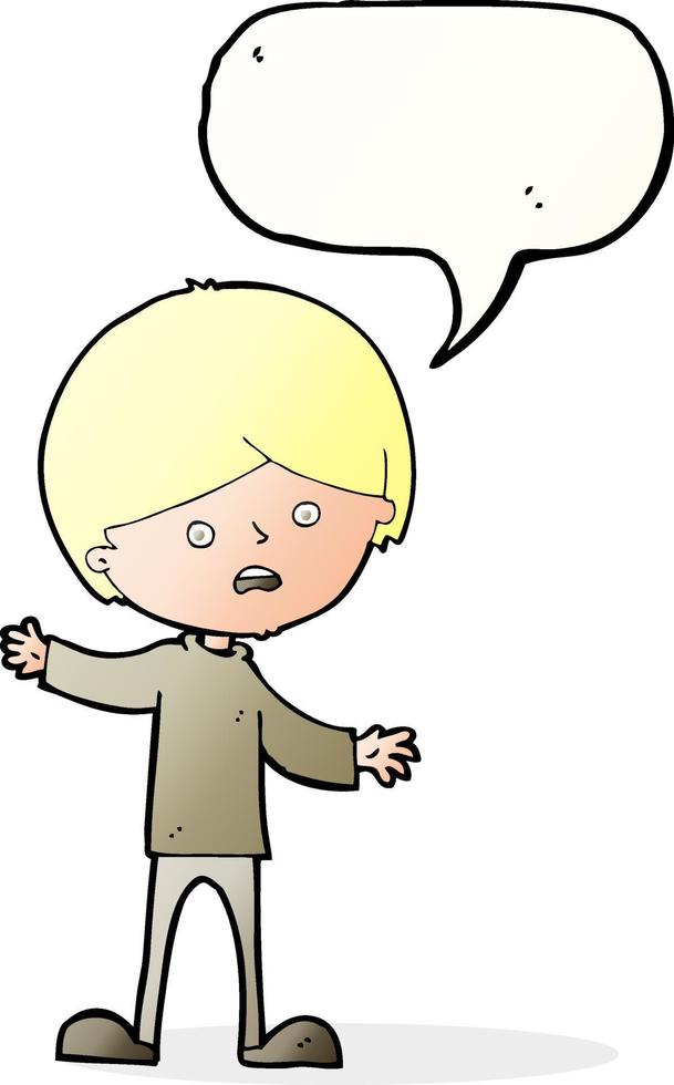 cartoon unhappy boy with speech bubble vector